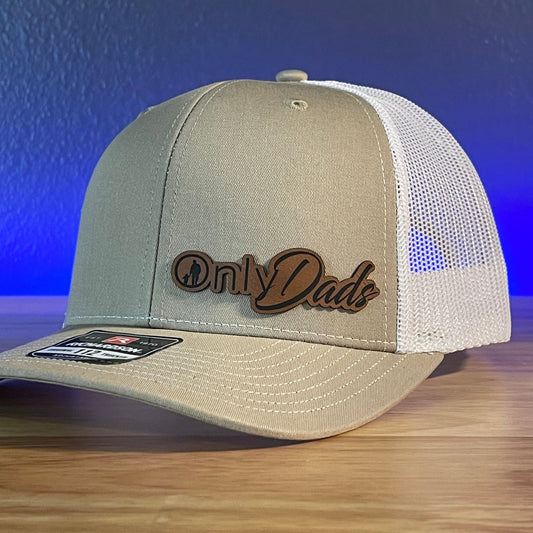 Only Dads Funny Side Leather Patch Hat Khaki/White - Hollow Point Society - Patch Hat