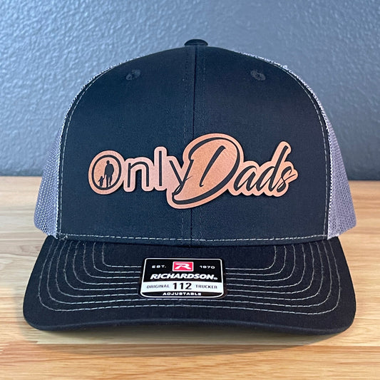 Only Dads Funny SnapBack Trucker Leather Patch Hat Black/Charcoal - Hollow Point Society - Patch Hat