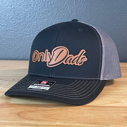 Only Dads Funny SnapBack Trucker Leather Patch Hat Black/Charcoal - Hollow Point Society - Patch Hat