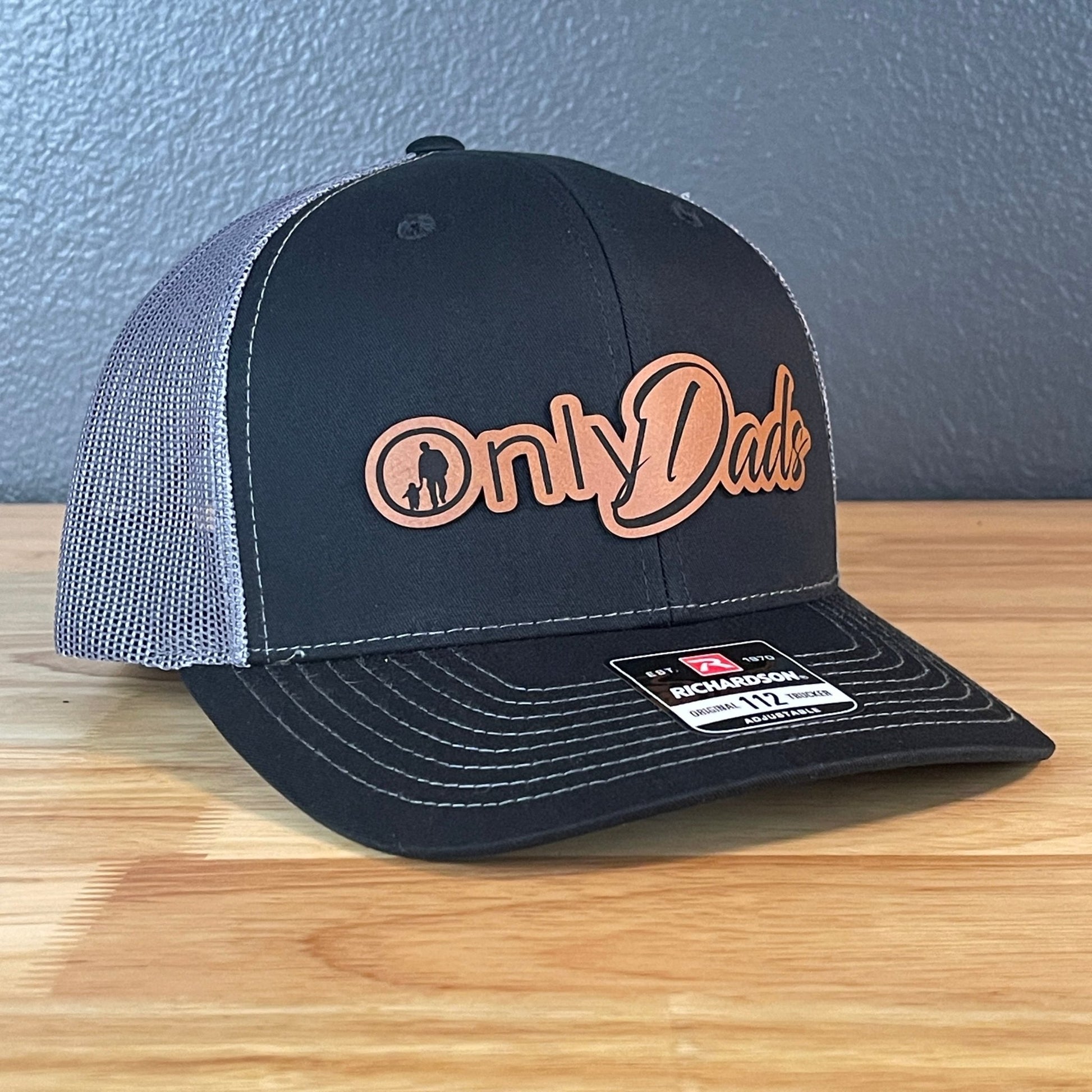 Only Dads Funny SnapBack Trucker Leather Patch Hat Black/Charcoal - Hollow Point Society - Patch Hat