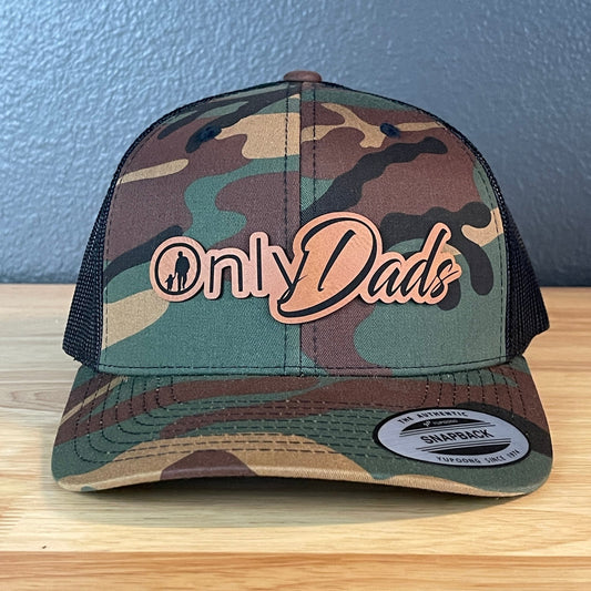 Only Dads Funny SnapBack Trucker Leather Patch Hat Camo/Black - Hollow Point Society - Patch Hat