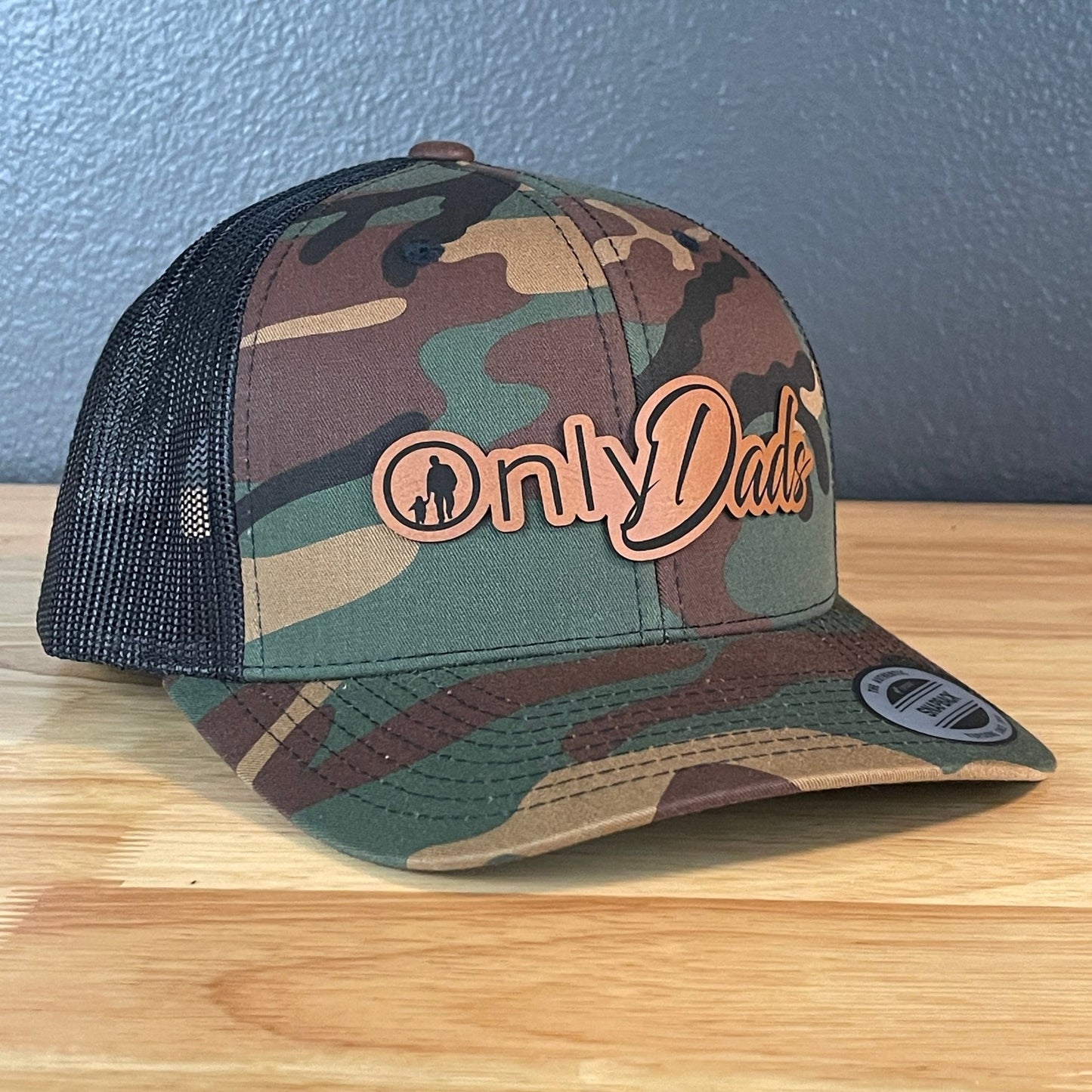 Only Dads Funny SnapBack Trucker Leather Patch Hat Camo/Black - Hollow Point Society - Patch Hat