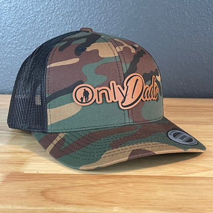 Only Dads Funny SnapBack Trucker Leather Patch Hat Camo/Black - Hollow Point Society - Patch Hat