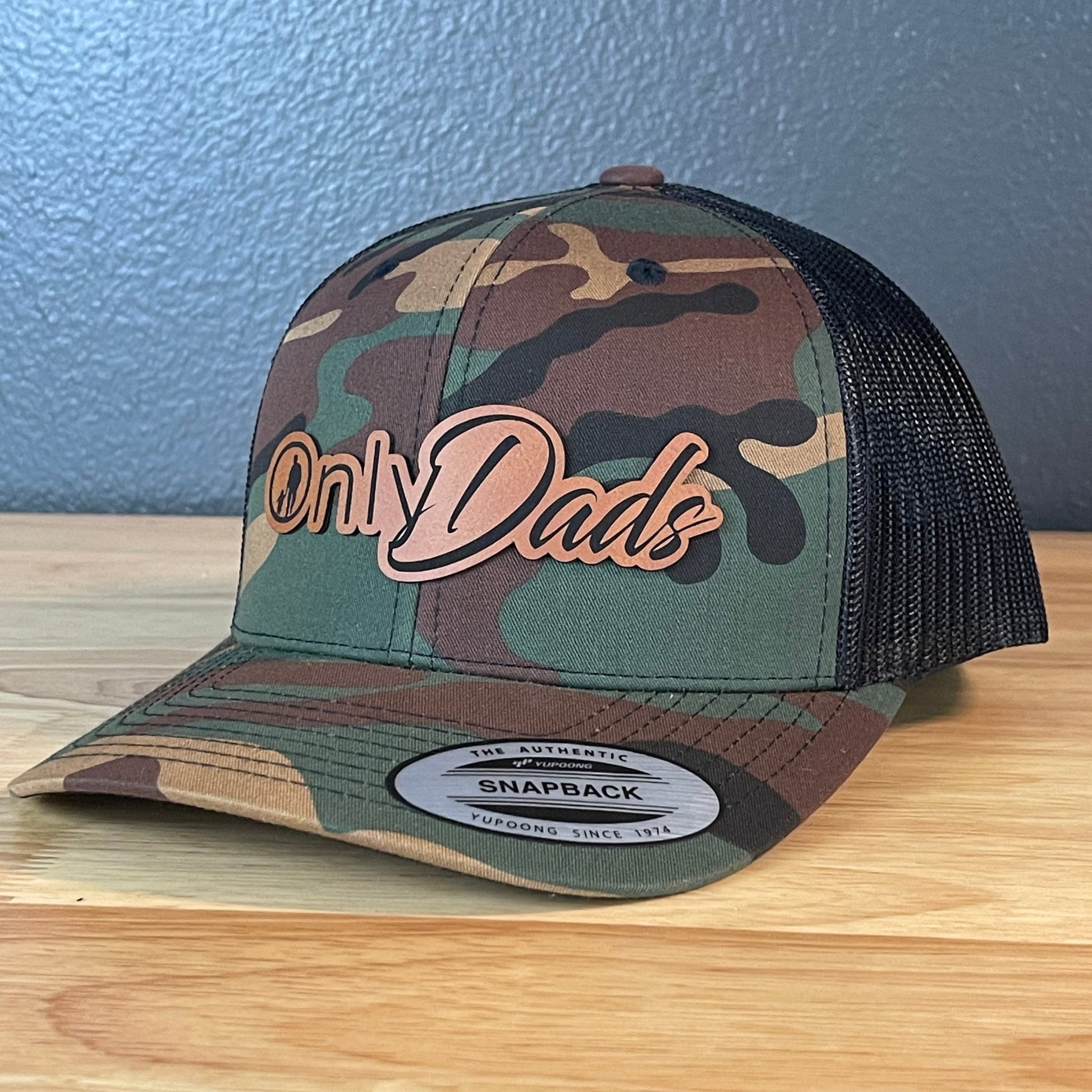 Only Dads Funny SnapBack Trucker Leather Patch Hat Camo/Black - Hollow Point Society - Patch Hat