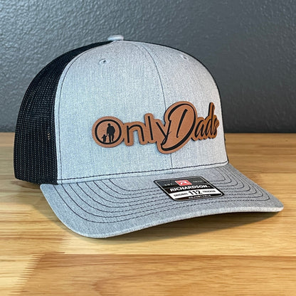 Only Dads Funny SnapBack Trucker Leather Patch Hat Heather Grey/Black - Hollow Point Society - Patch Hat