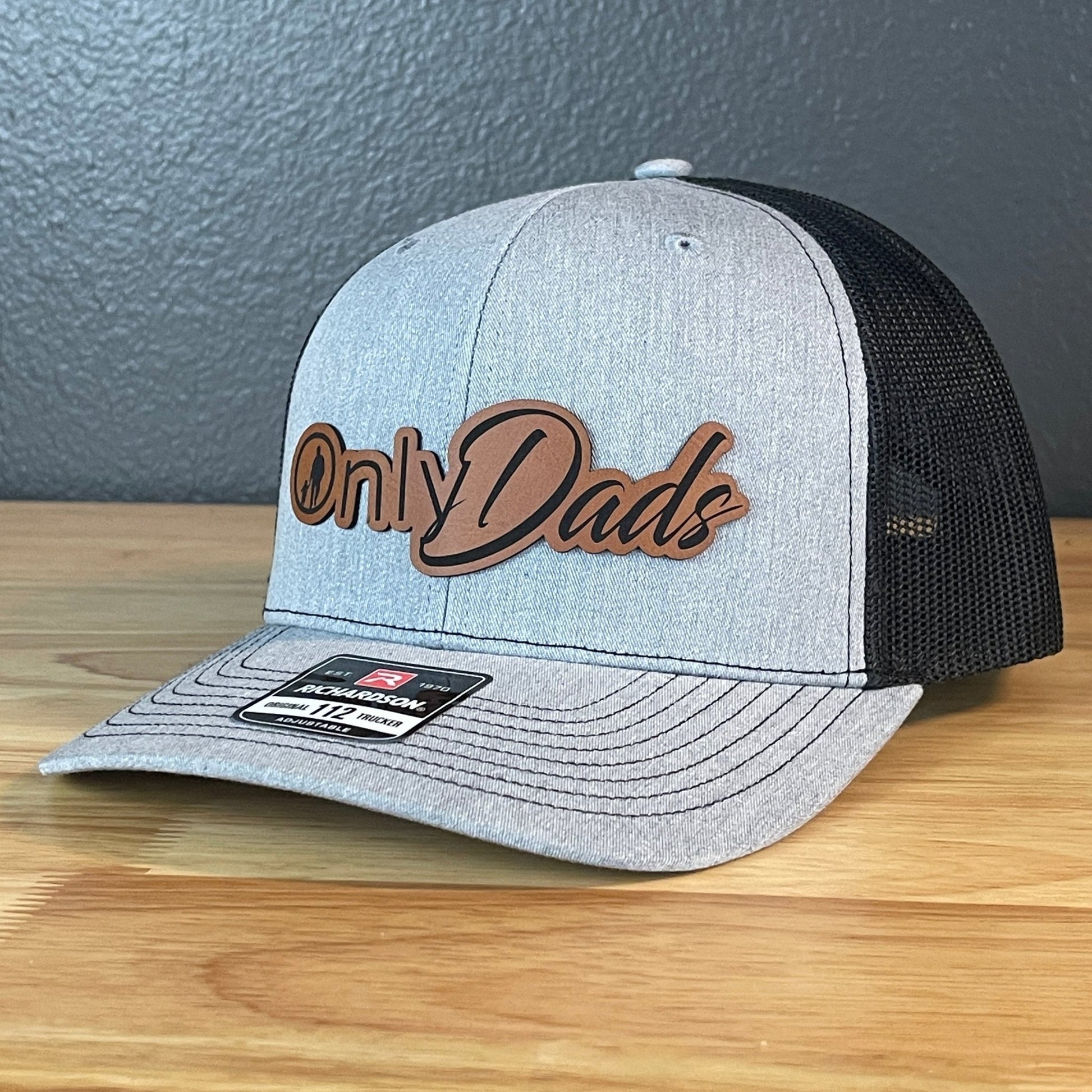 Only Dads Funny SnapBack Trucker Leather Patch Hat Heather Grey/Black - Hollow Point Society - Patch Hat