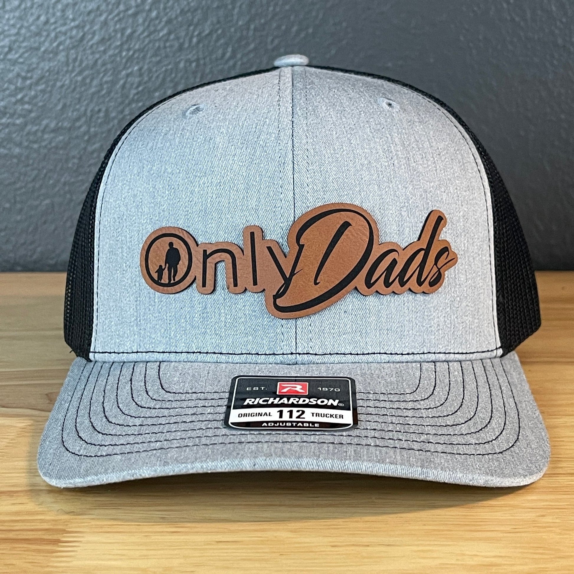 Only Dads Funny SnapBack Trucker Leather Patch Hat Heather Grey/Black - Hollow Point Society - Patch Hat