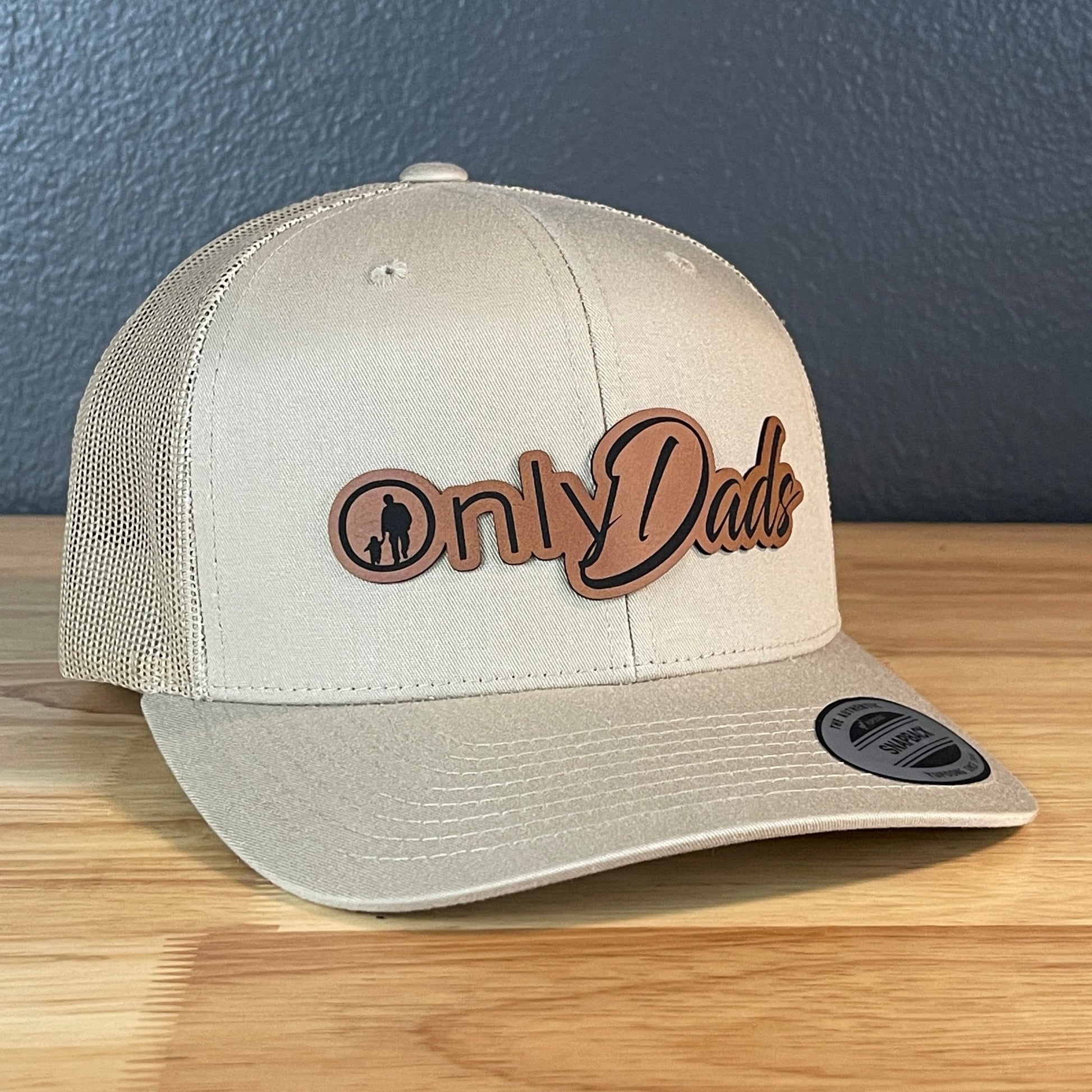 Only Dads Funny SnapBack Trucker Leather Patch Hat Khaki - Hollow Point Society - Patch Hat