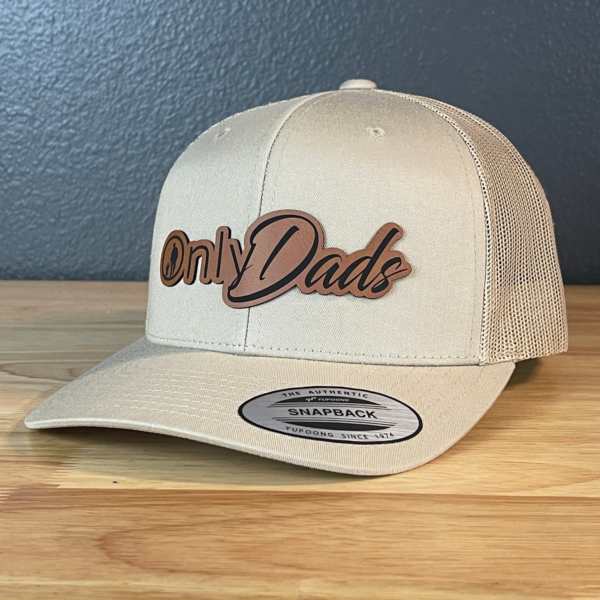 Only Dads Funny SnapBack Trucker Leather Patch Hat Khaki - Hollow Point Society - Patch Hat