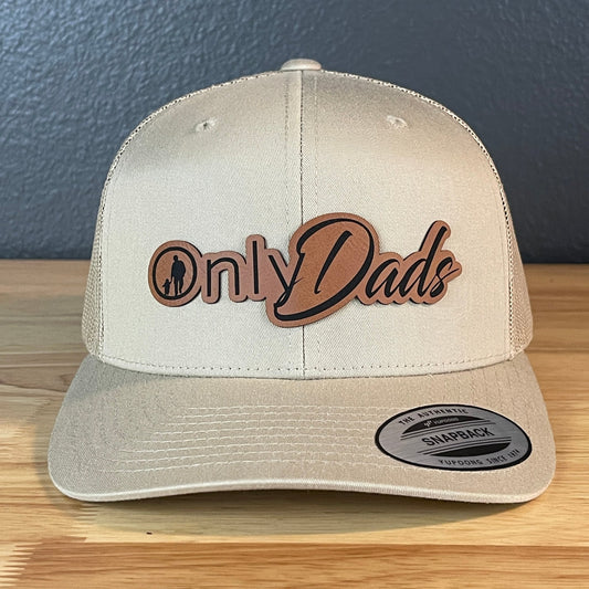 Only Dads Funny SnapBack Trucker Leather Patch Hat Khaki - Hollow Point Society - Patch Hat