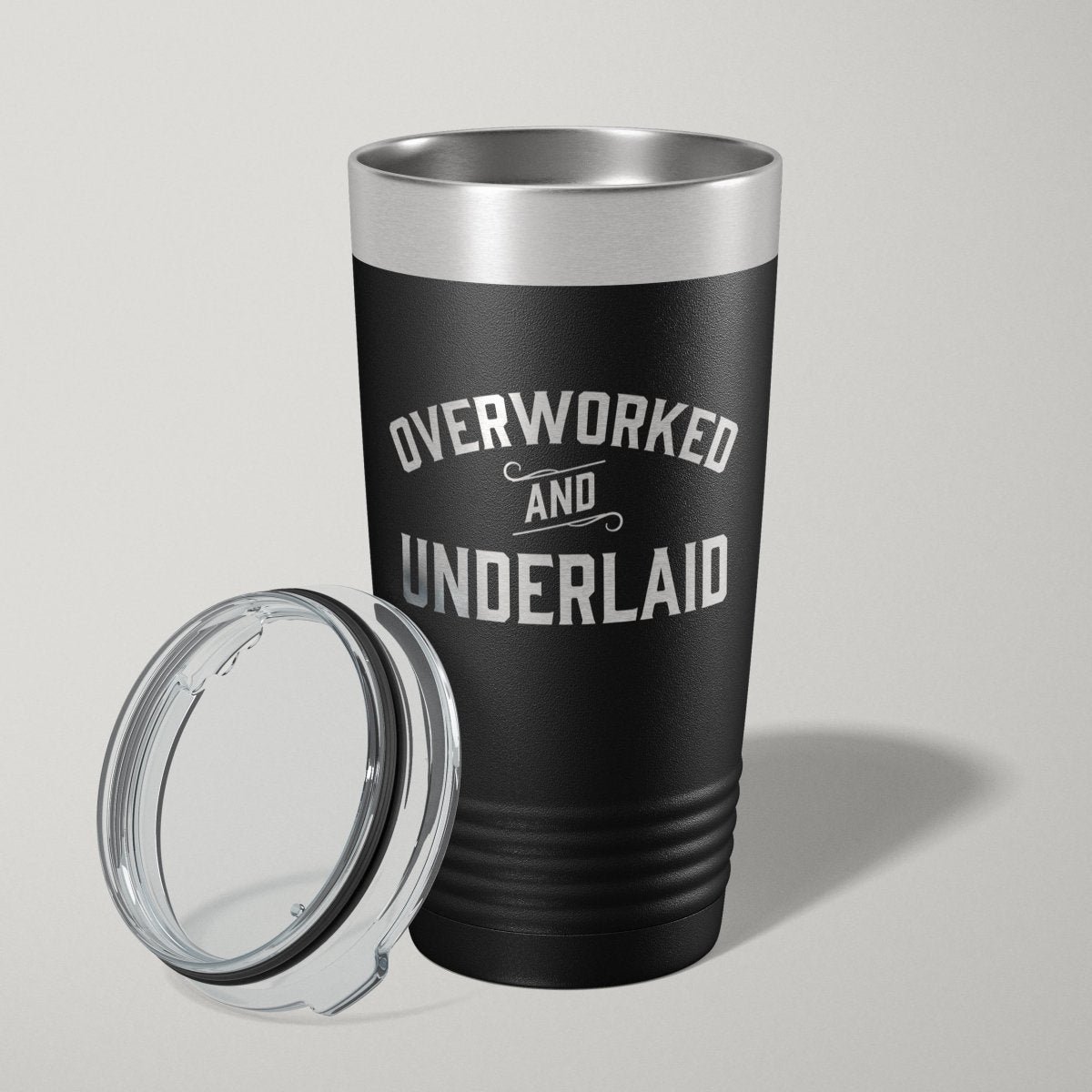 Overworked And Underlaid 20oz Laser Engraved Tumbler Travel Mug - Hollow Point Society - Tumblers