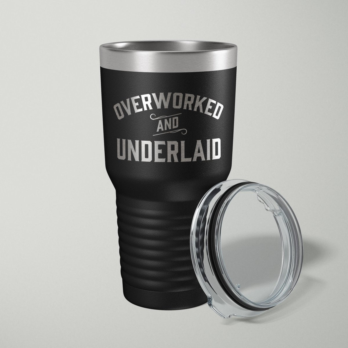 Overworked And Underlaid Laser Engraved Tumbler - 30oz - Hollow Point Society - Tumblers