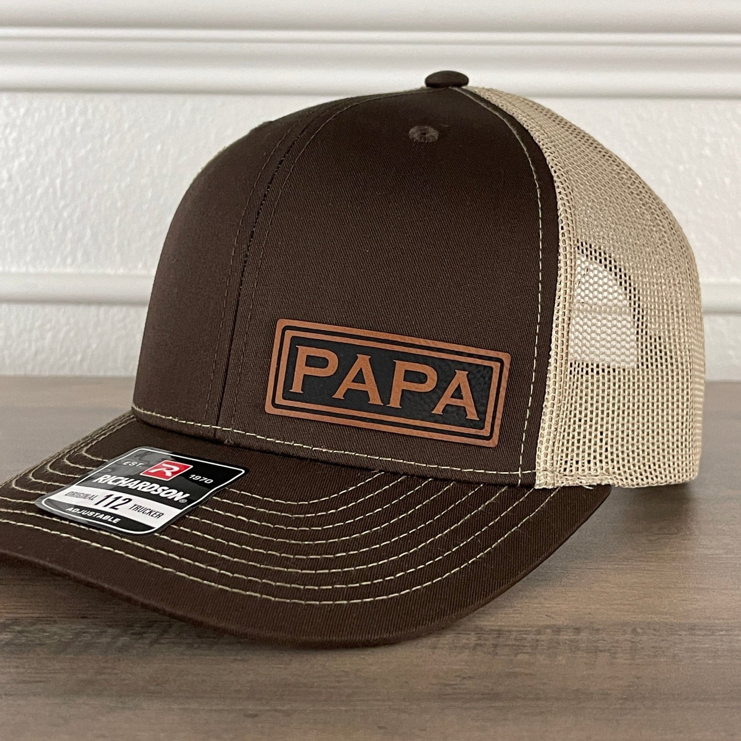 PAPA Side Leather Patch Hat Brown - Hollow Point Society - Patch Hat