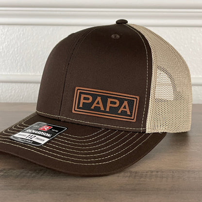 PAPA Side Leather Patch Hat Brown - Hollow Point Society - Patch Hat