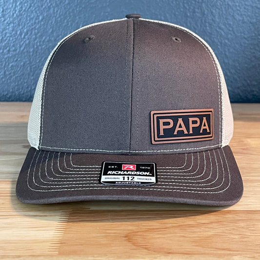 PAPA Side Leather Patch Hat Brown - Hollow Point Society - Patch Hat