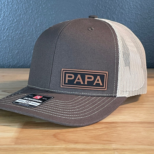 PAPA Side Leather Patch Hat Brown - Hollow Point Society - Patch Hat