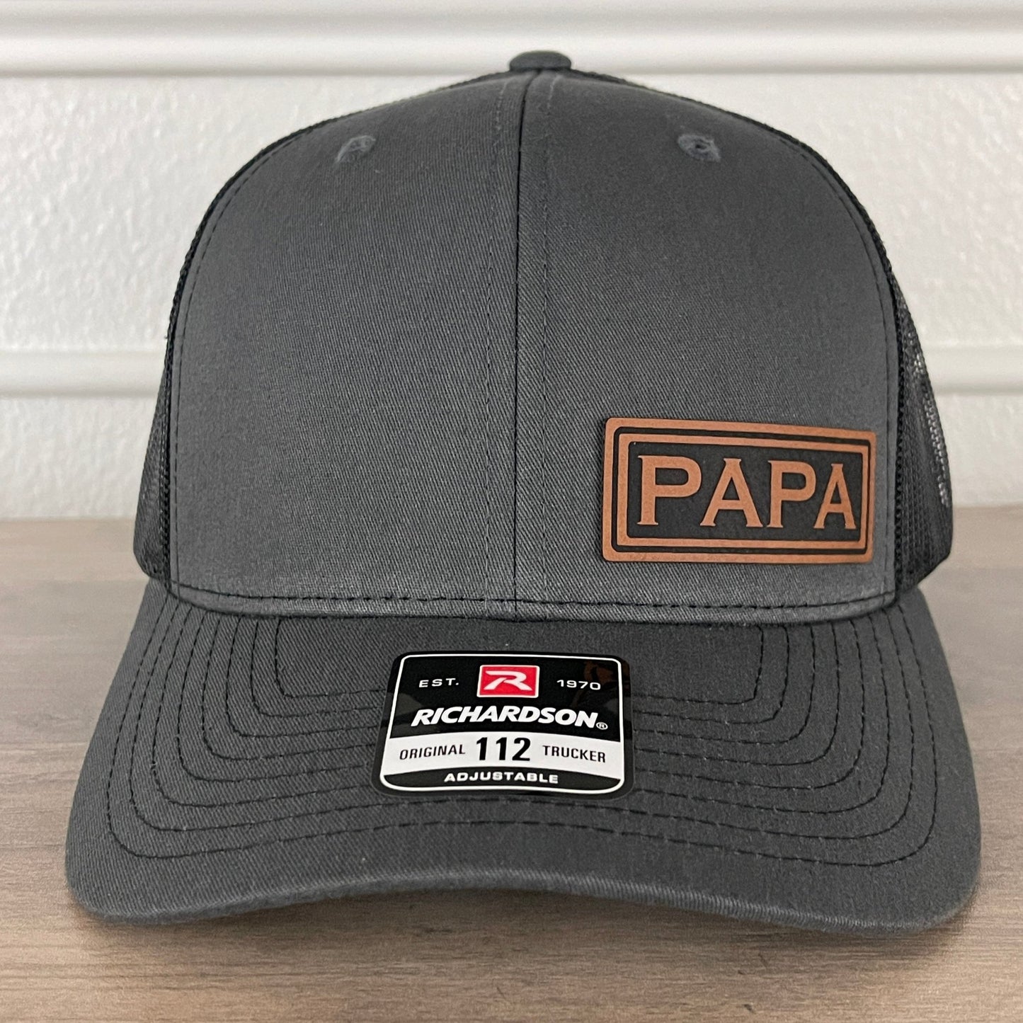 PAPA Side Leather Patch Hat Charcoal/Black - Hollow Point Society - Patch Hat