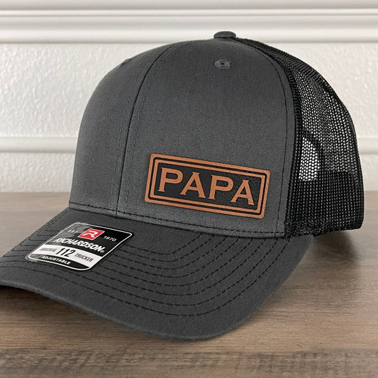 PAPA Side Leather Patch Hat Charcoal/Black - Hollow Point Society - Patch Hat