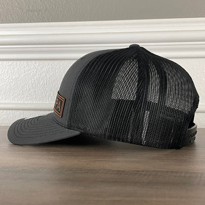 PAPA Side Leather Patch Hat Charcoal/Black - Hollow Point Society - Patch Hat