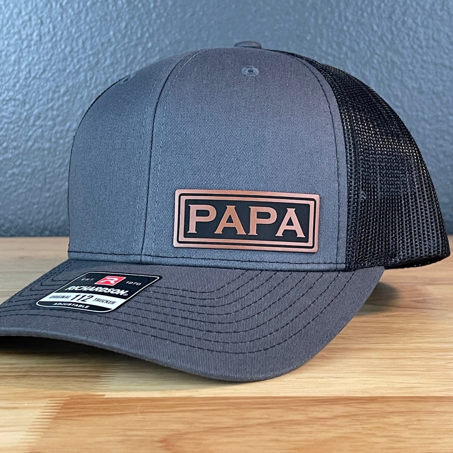 PAPA Side Leather Patch Hat Charcoal/Black - Hollow Point Society - Patch Hat