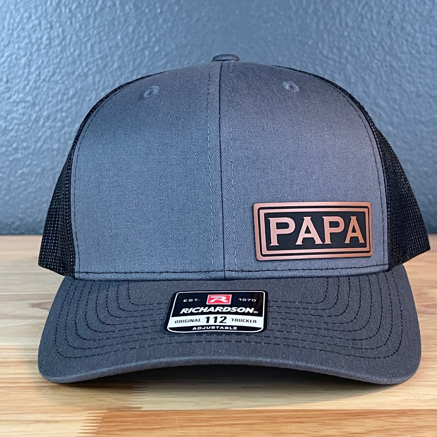 PAPA Side Leather Patch Hat Charcoal/Black - Hollow Point Society - Patch Hat