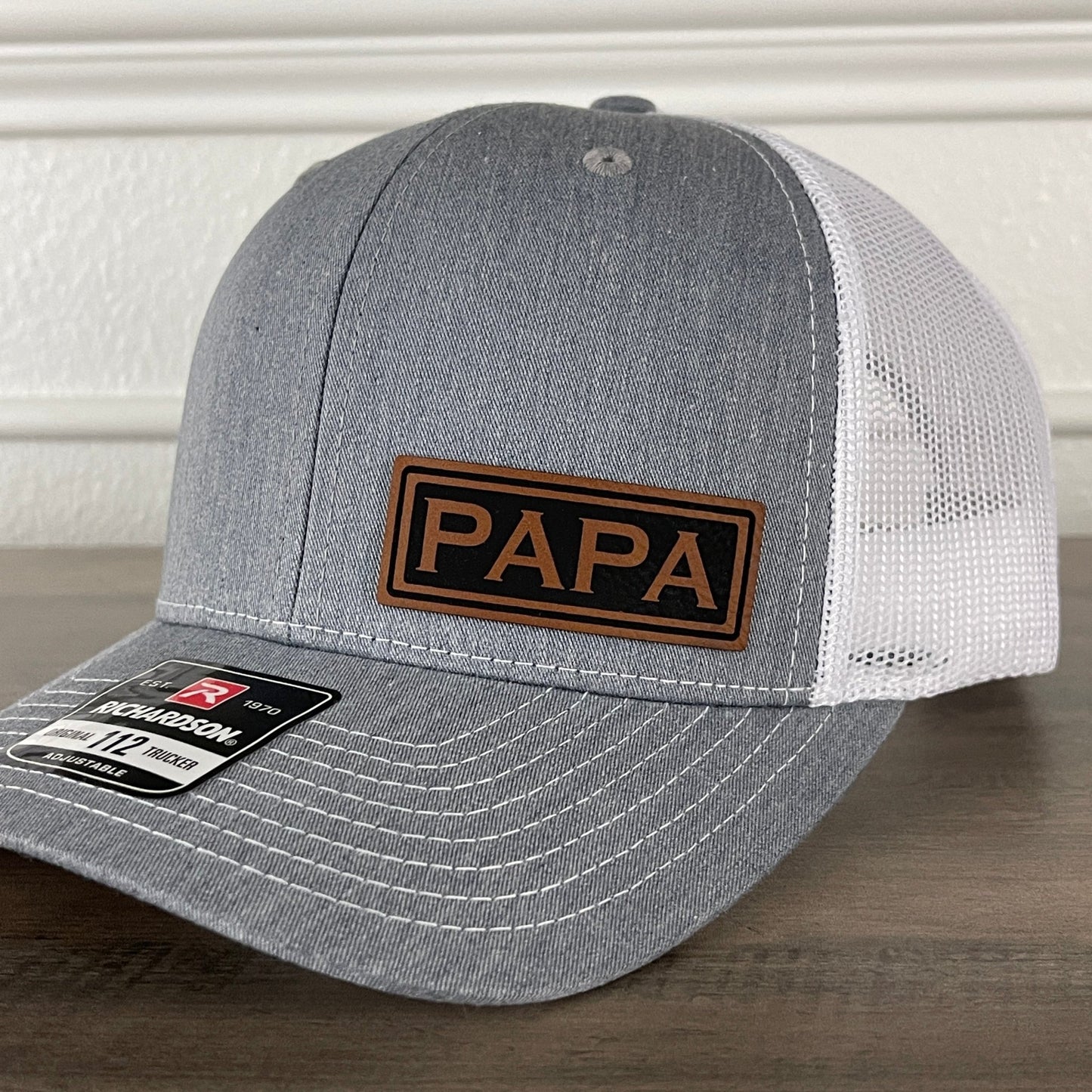 PAPA Side Leather Patch Hat Grey/White - Hollow Point Society - Patch Hat