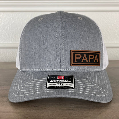 PAPA Side Leather Patch Hat Grey/White - Hollow Point Society - Patch Hat