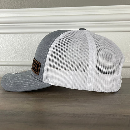 PAPA Side Leather Patch Hat Grey/White - Hollow Point Society - Patch Hat