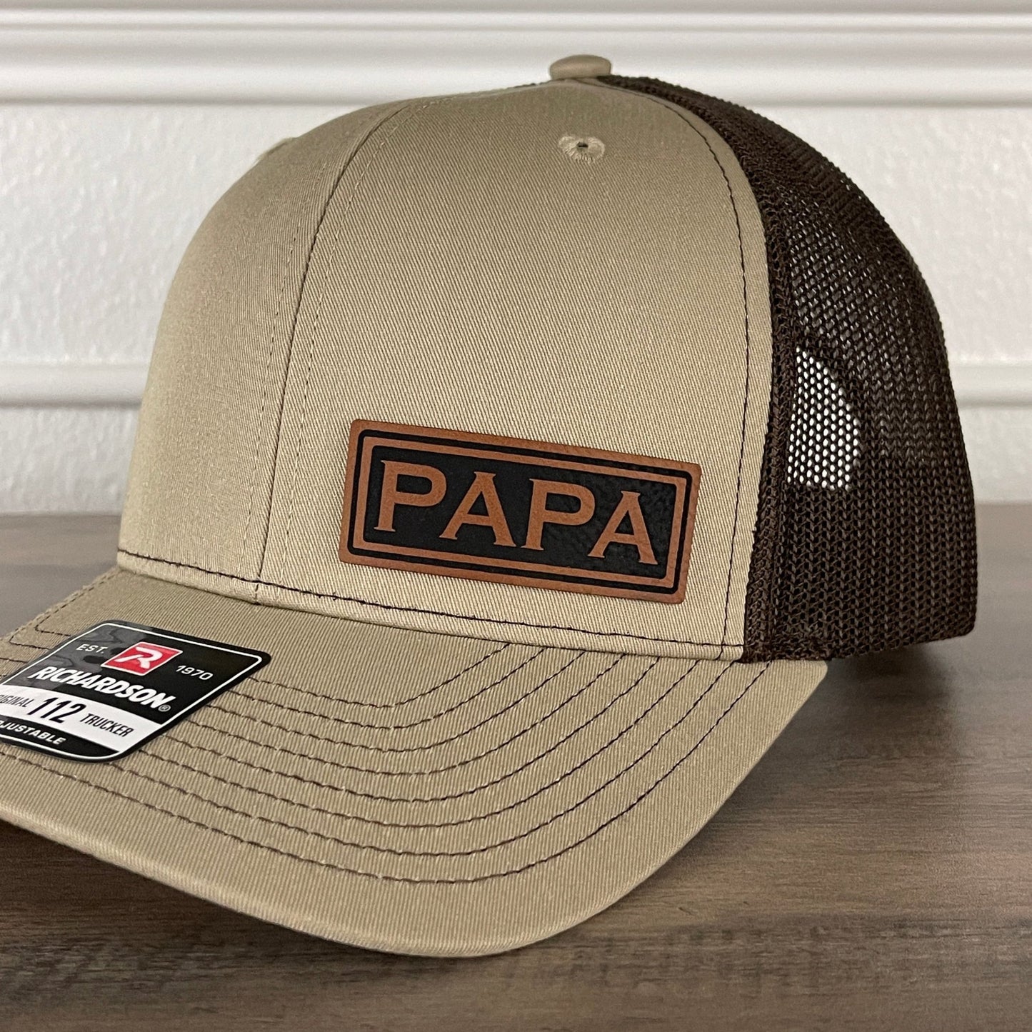 PAPA Side Leather Patch Hat Khaki/Brown - Hollow Point Society - Patch Hat