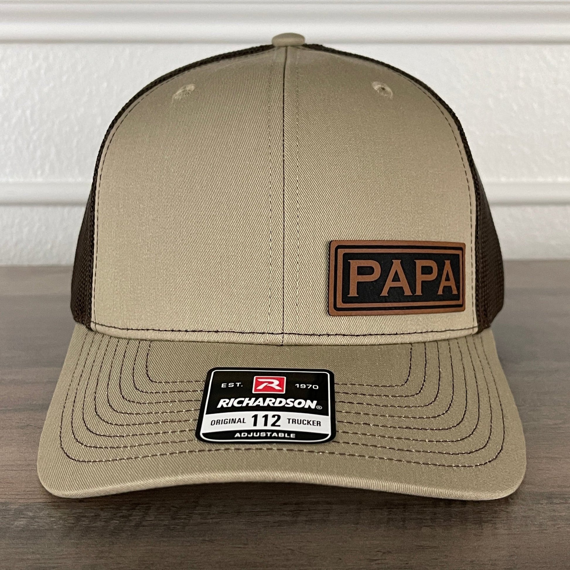 PAPA Side Leather Patch Hat Khaki/Brown - Hollow Point Society - Patch Hat