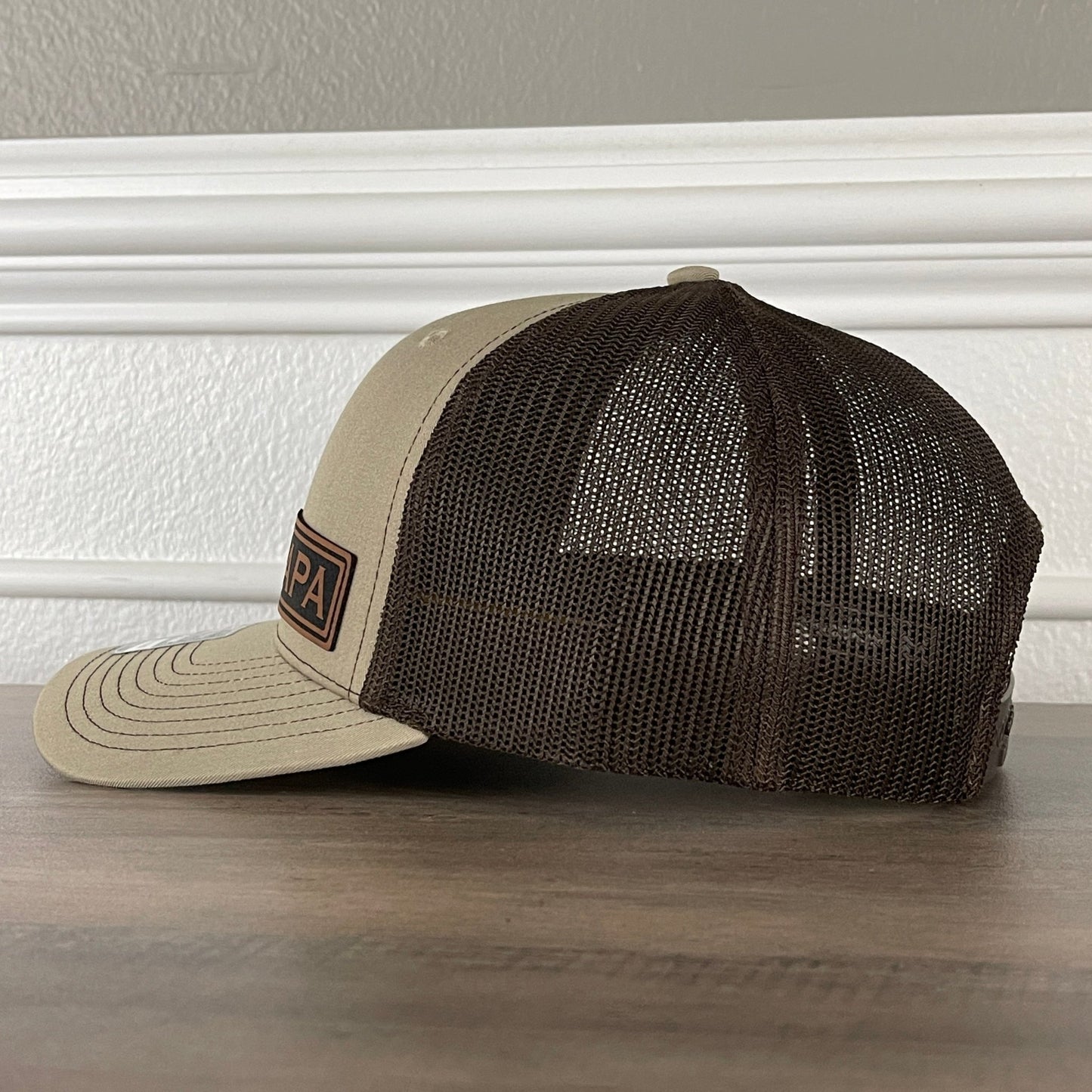 PAPA Side Leather Patch Hat Khaki/Brown - Hollow Point Society - Patch Hat