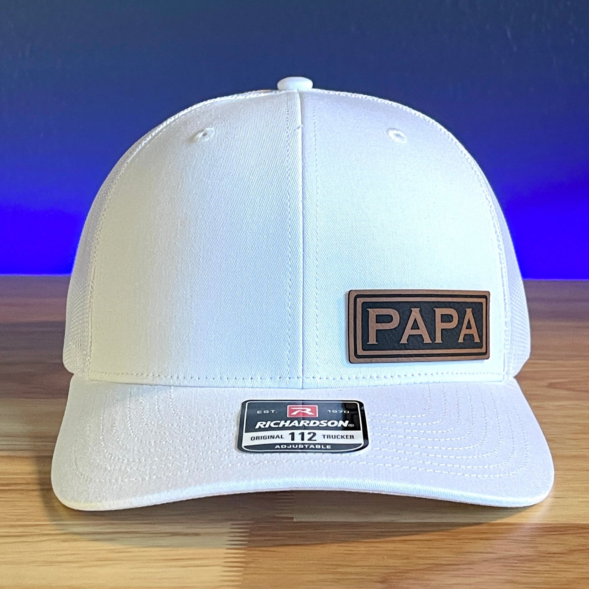 PAPA Side Leather Patch Trucker Hat White - Hollow Point Society - Patch Hat