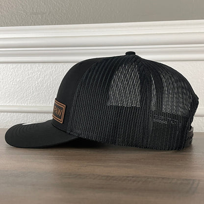 PAWPAW Side Leather Patch Hat Black - Hollow Point Society - Patch Hat