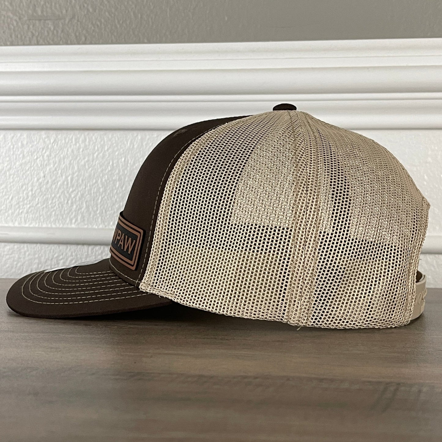 PAWPAW Side Leather Patch Hat Brown - Hollow Point Society - Patch Hat