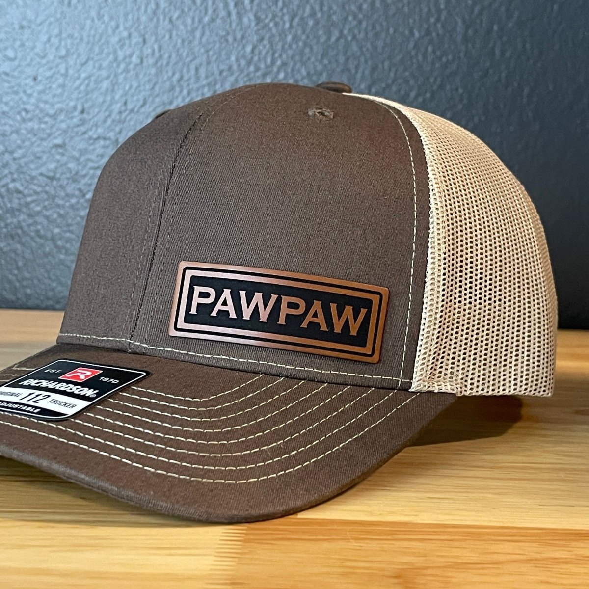 PAWPAW Side Leather Patch Hat Brown - Hollow Point Society - Patch Hat