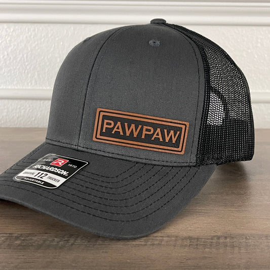 PAWPAW Side Leather Patch Hat Charcoal/Black - Hollow Point Society - Patch Hat