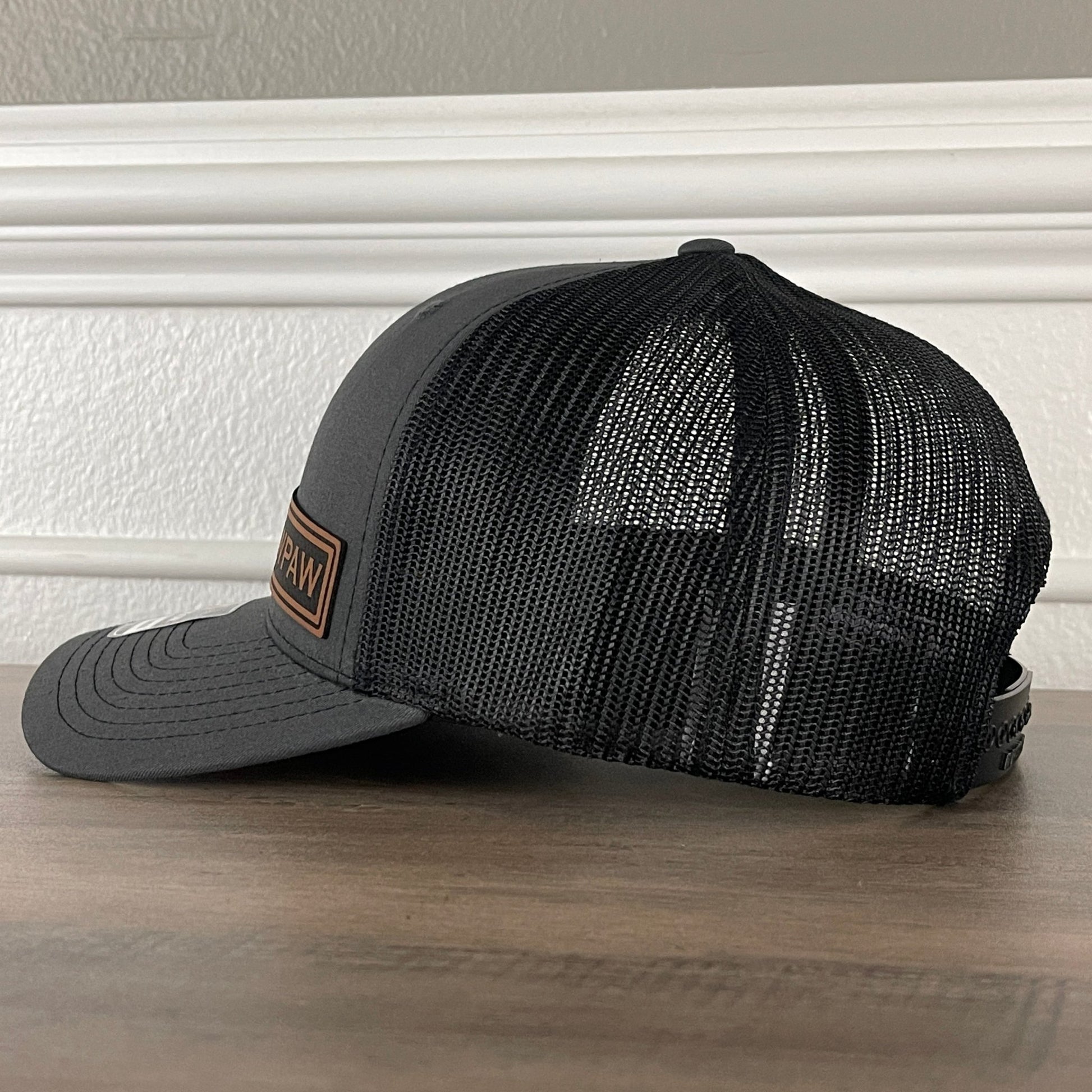 PAWPAW Side Leather Patch Hat Charcoal/Black - Hollow Point Society - Patch Hat