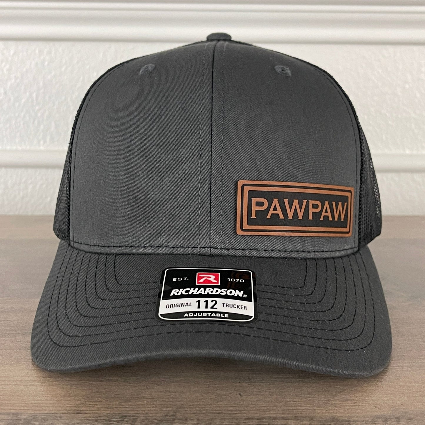 PAWPAW Side Leather Patch Hat Charcoal/Black - Hollow Point Society - Patch Hat