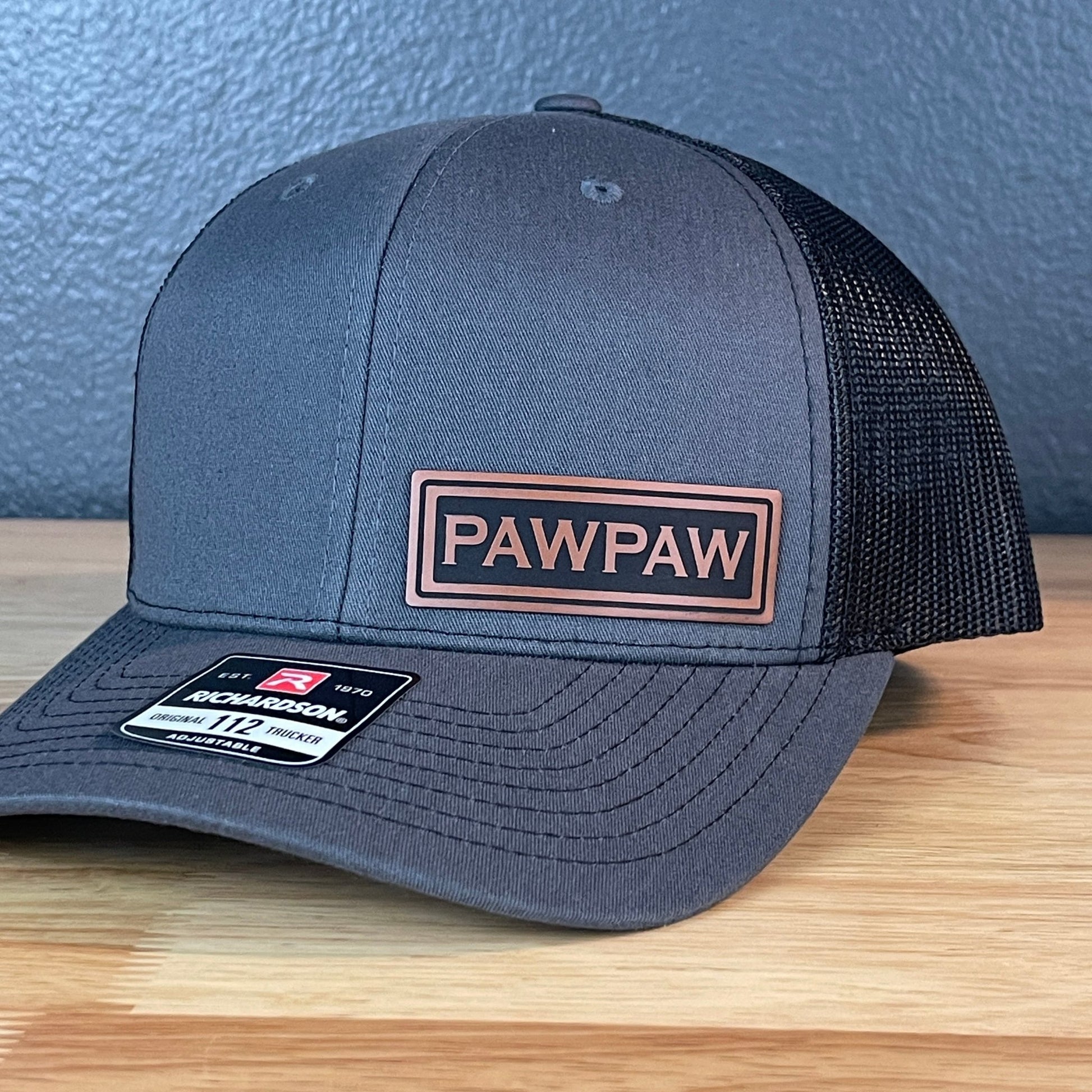 PAWPAW Side Leather Patch Hat Charcoal/Black - Hollow Point Society - Patch Hat