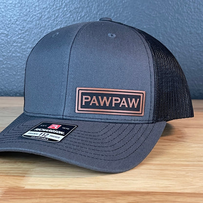 PAWPAW Side Leather Patch Hat Charcoal/Black - Hollow Point Society - Patch Hat