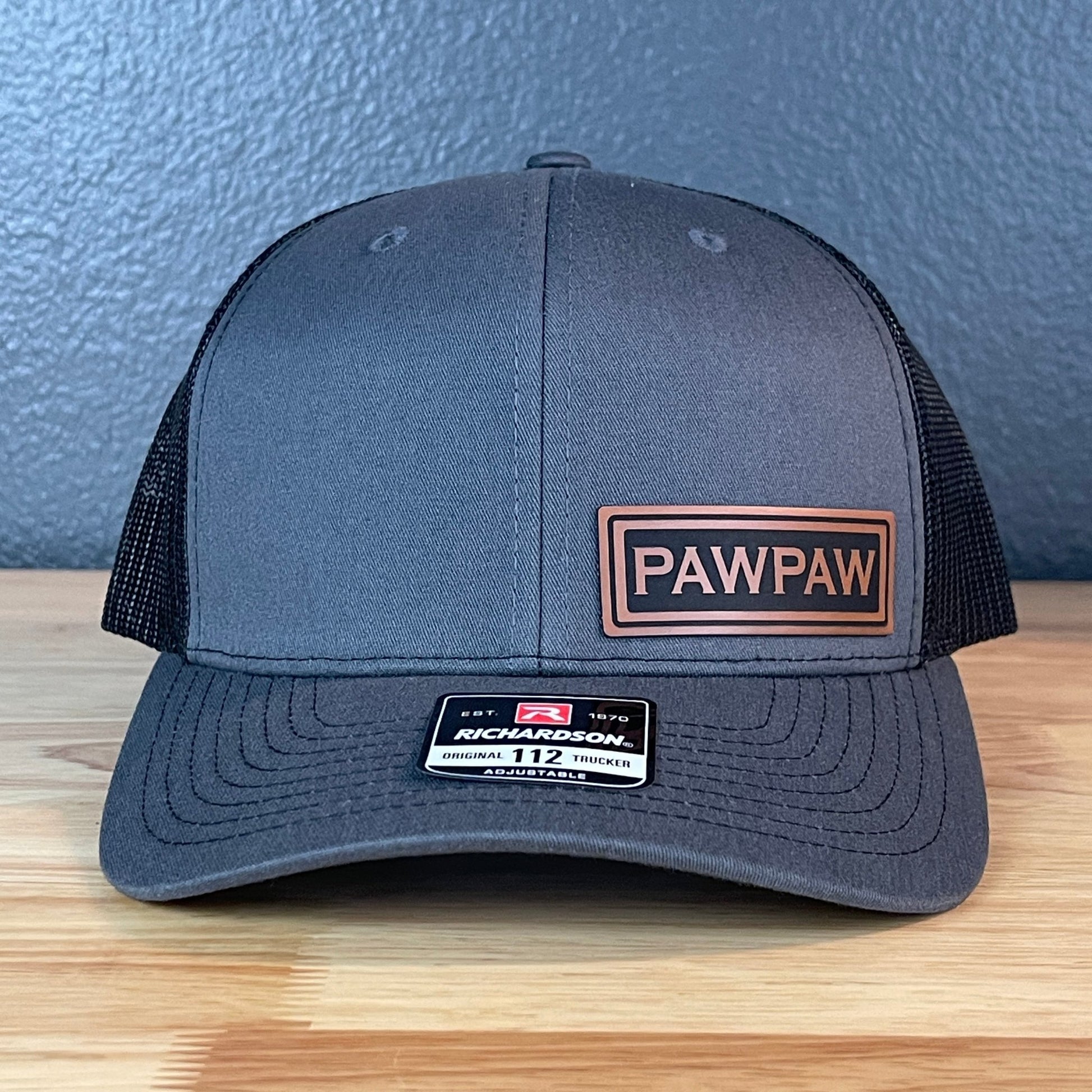 PAWPAW Side Leather Patch Hat Charcoal/Black - Hollow Point Society - Patch Hat