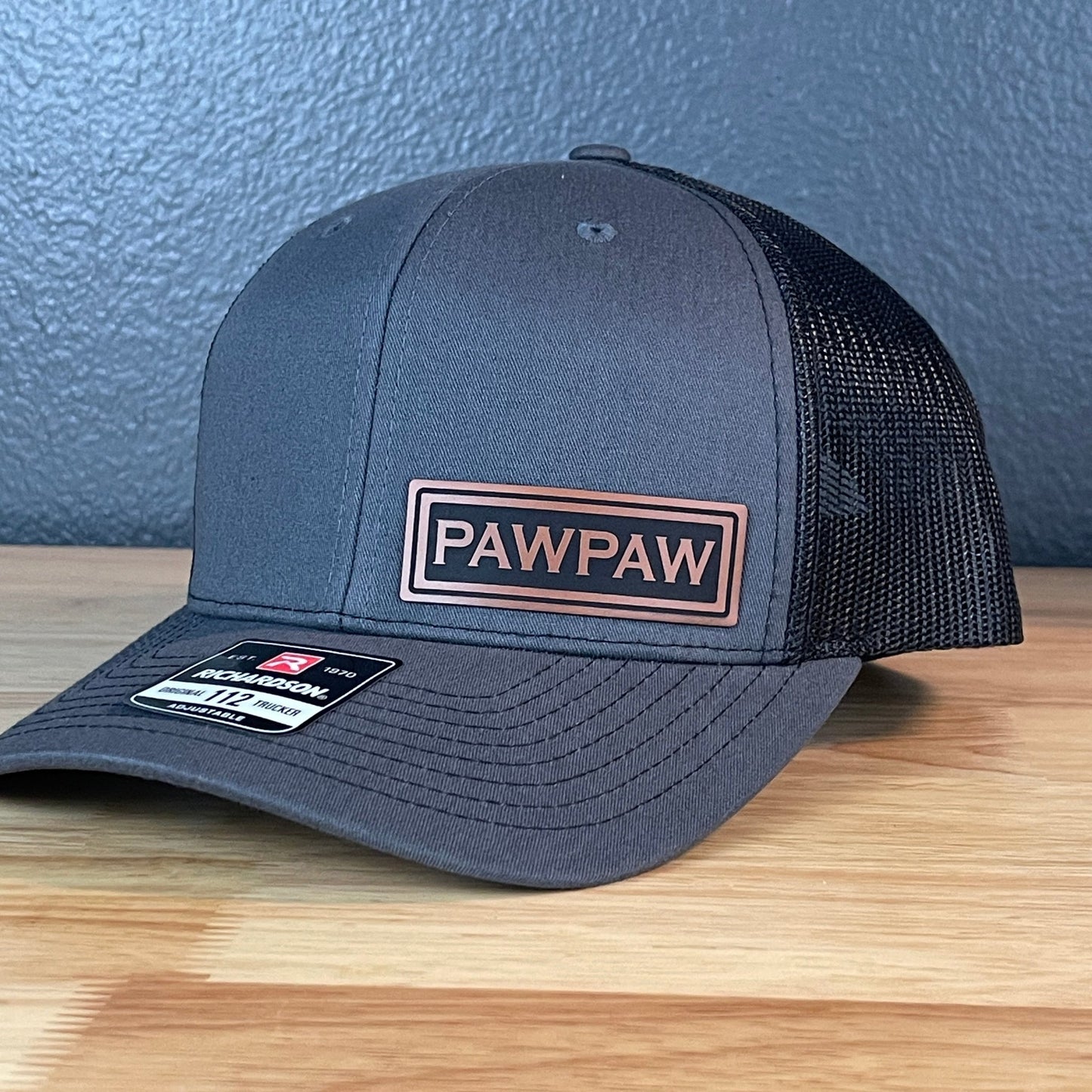 PAWPAW Side Leather Patch Hat Charcoal/Black - Hollow Point Society - Patch Hat
