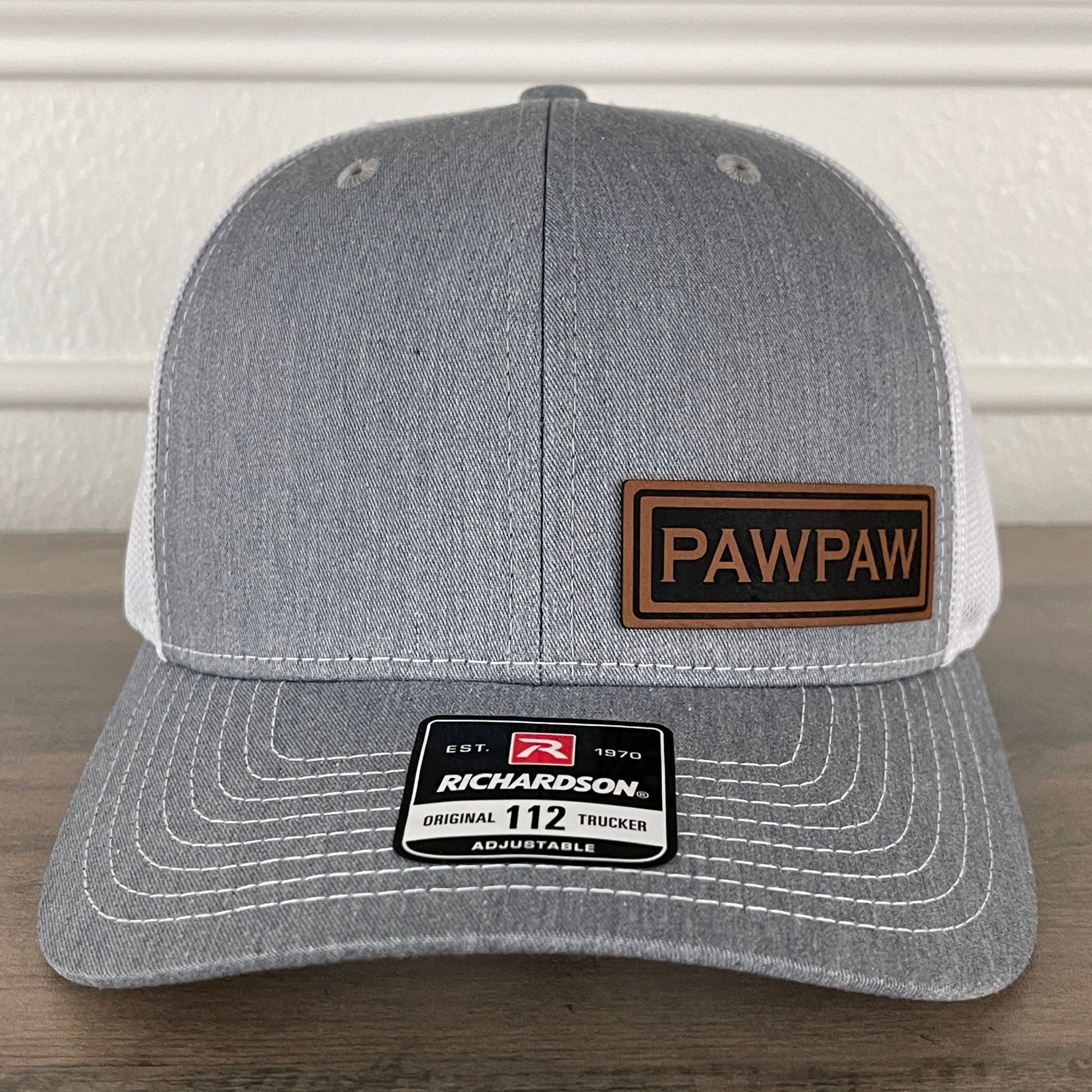 PAWPAW Side Leather Patch Hat Grey/White - Hollow Point Society - Patch Hat