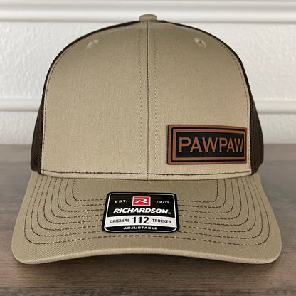 PAWPAW Side Leather Patch Hat Khaki/Brown - Hollow Point Society - Patch Hat