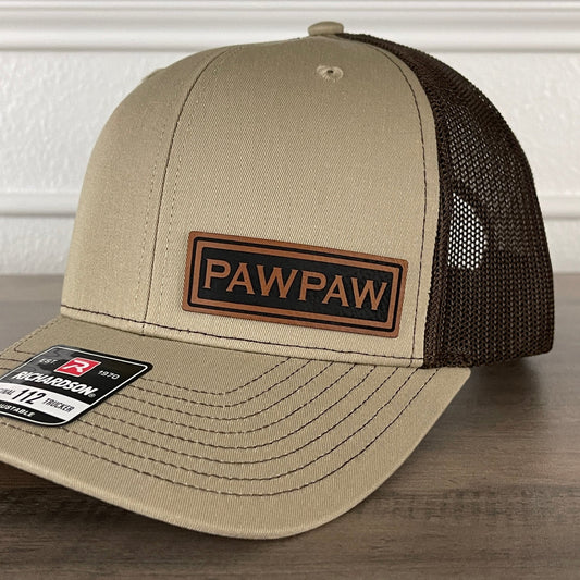 PAWPAW Side Leather Patch Hat Khaki/Brown - Hollow Point Society - Patch Hat