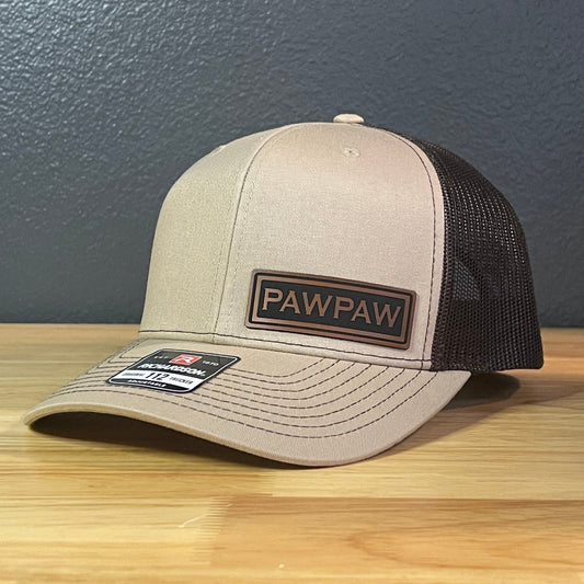 PAWPAW Side Leather Patch Hat Khaki/Brown - Hollow Point Society - Patch Hat
