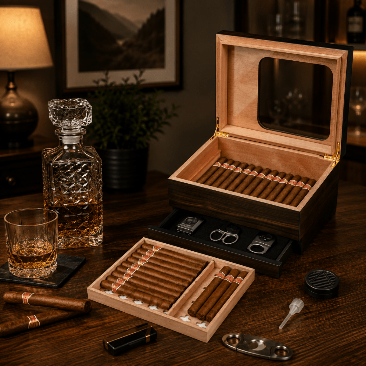 Personalized Cigar Humidor with Digital Hygrometer - Hollow Point Society - Cigar Humidor