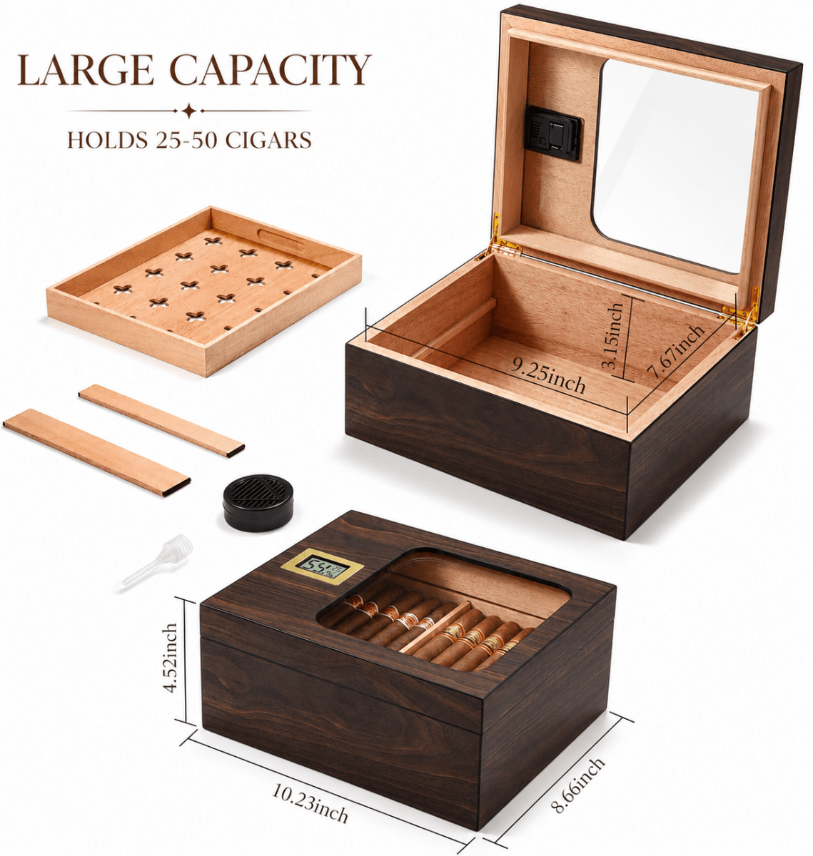 Personalized Cigar Humidor with Digital Hygrometer - Hollow Point Society - Cigar Humidor