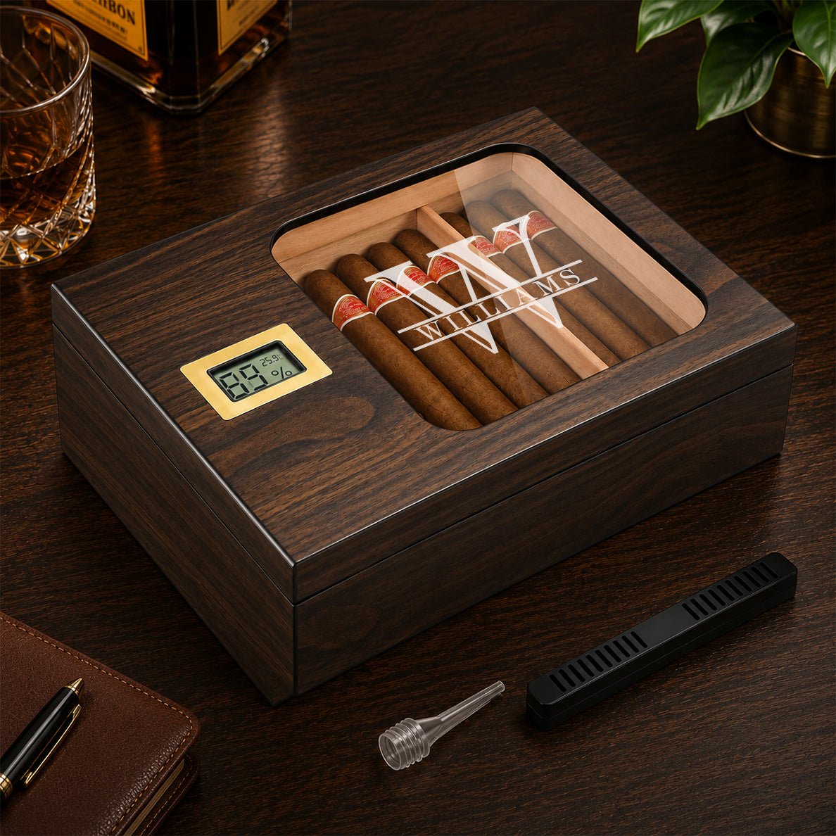 Personalized Cigar Humidor with Digital Hygrometer - Hollow Point Society - Cigar Humidor