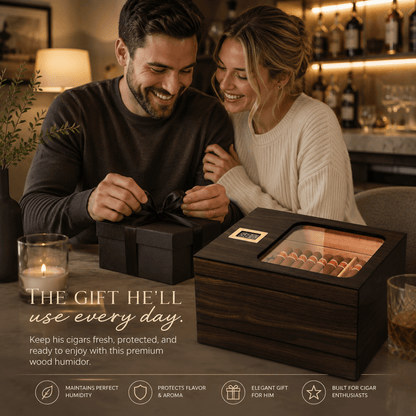 Personalized Cigar Humidor with Digital Hygrometer - Hollow Point Society - Cigar Humidor
